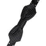 Dolce & Gabbana Black Silk Polka Dot Adjustable Neck Men Papillon Bow Tie FT3901