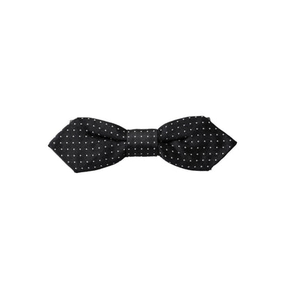 Dolce & Gabbana Black Silk Polka Dot Adjustable Neck Men Papillon Bow Tie