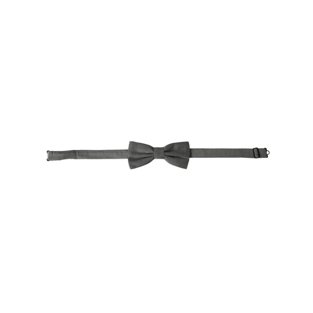 Dolce & Gabbana Gray Silk Patterned Adjustable Neck Men Papillon Bow Tie