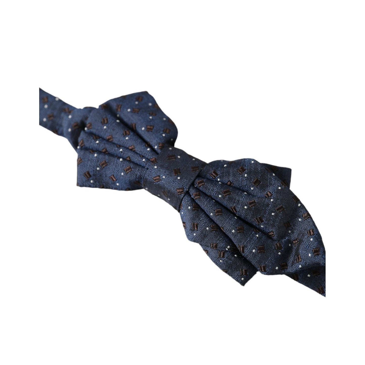 Dolce & Gabbana Navy Blue Silk Patterned Adjustable Men Papillon Bow Tie
