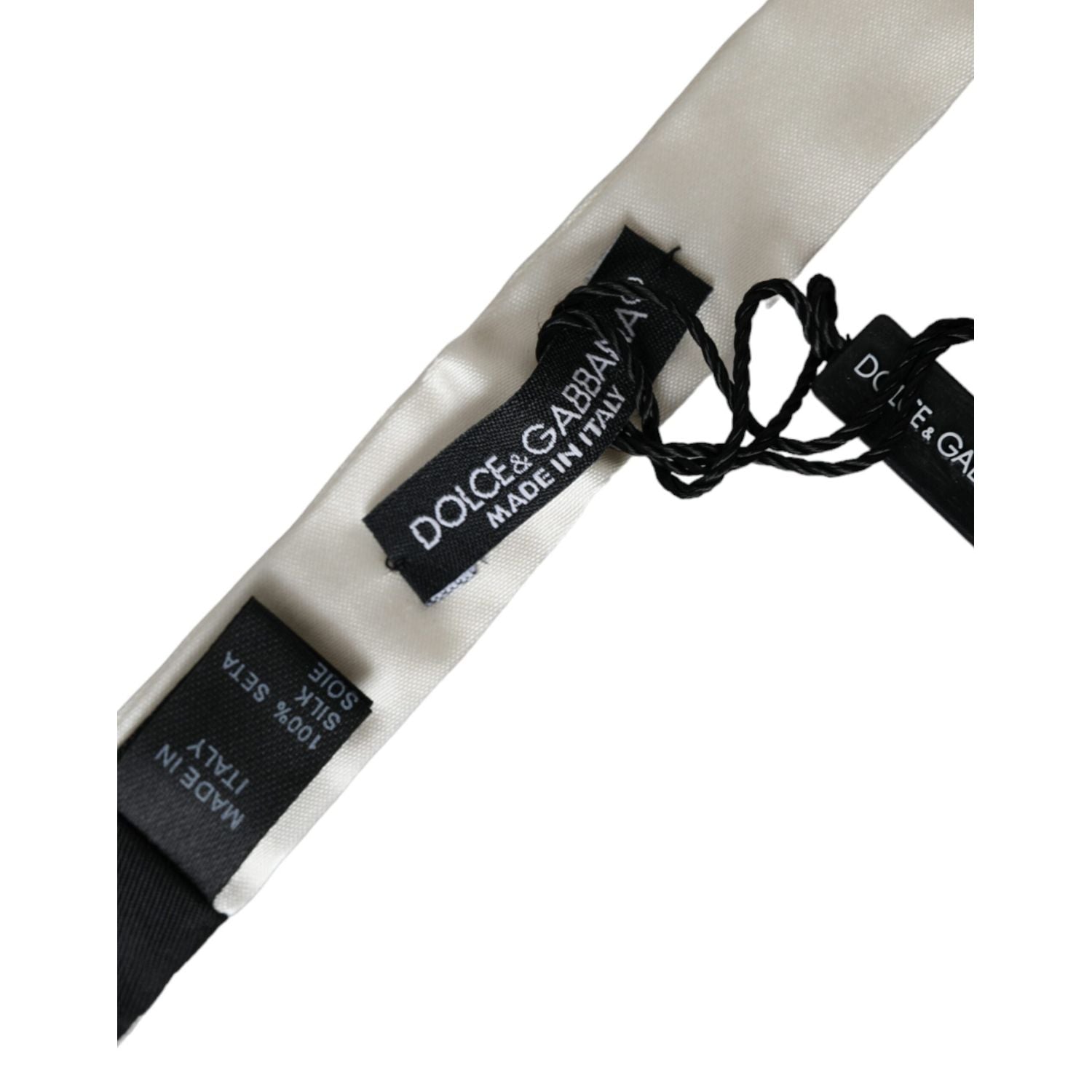 ربطة عنق رفيعة من الحرير الأبيض للرجال من دولتشي آند غابانا