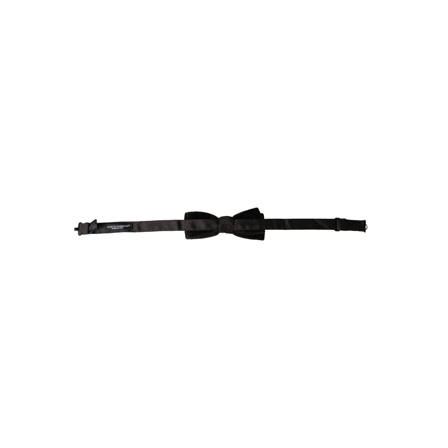 Dolce & Gabbana Black Velvet Cotton Adjustable Neck Men Bow Tie