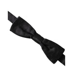 Dolce & Gabbana Black Silk Patterned Adjustable Neck Men Bow Tie