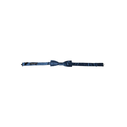 Dolce & Gabbana Blue Satin Silk Adjustable Neck Men Bow Tie