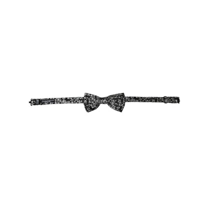 Dolce & Gabbana Black Floral Silk Adjustable Neck Men Bow Tie