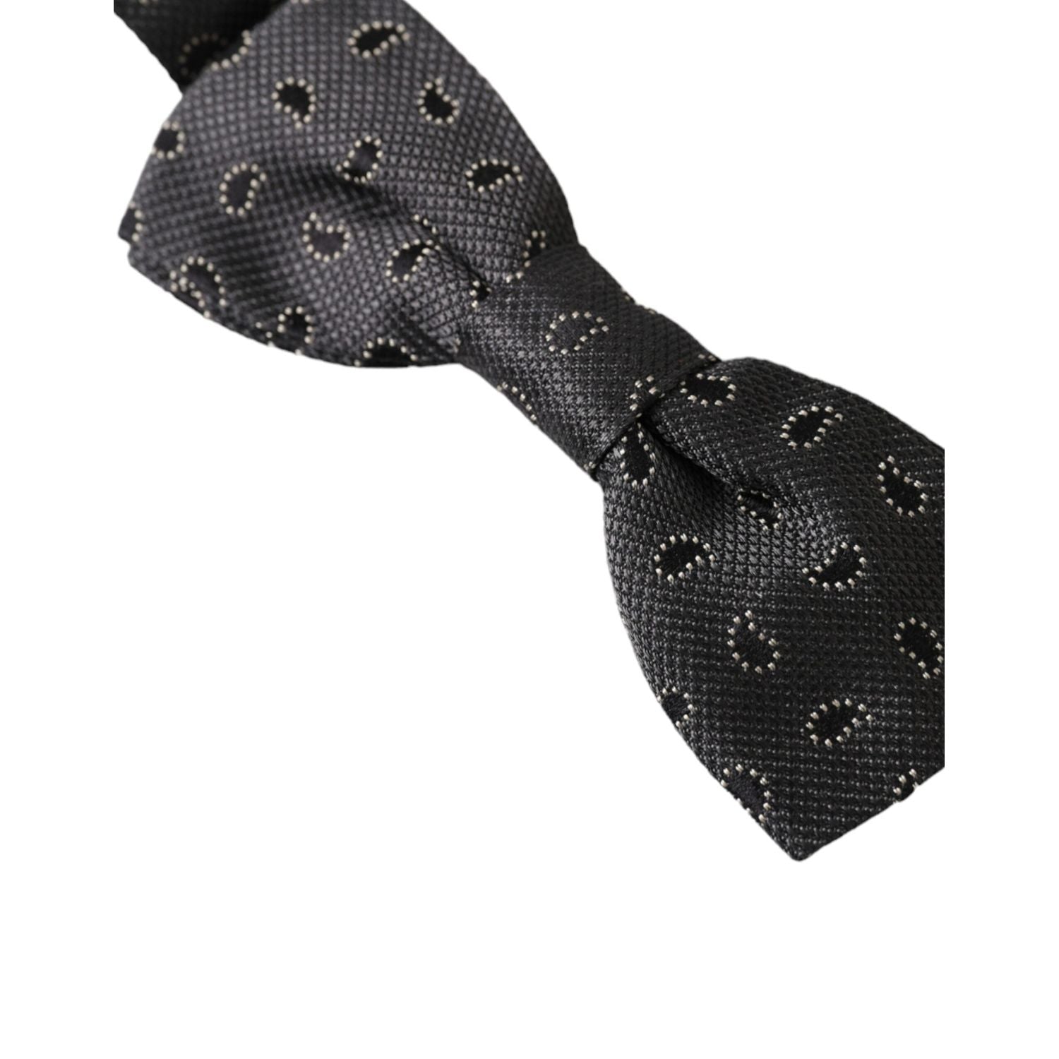 Dolce & Gabbana Black Silk Patterned Adjustable Neck Men Bow Tie