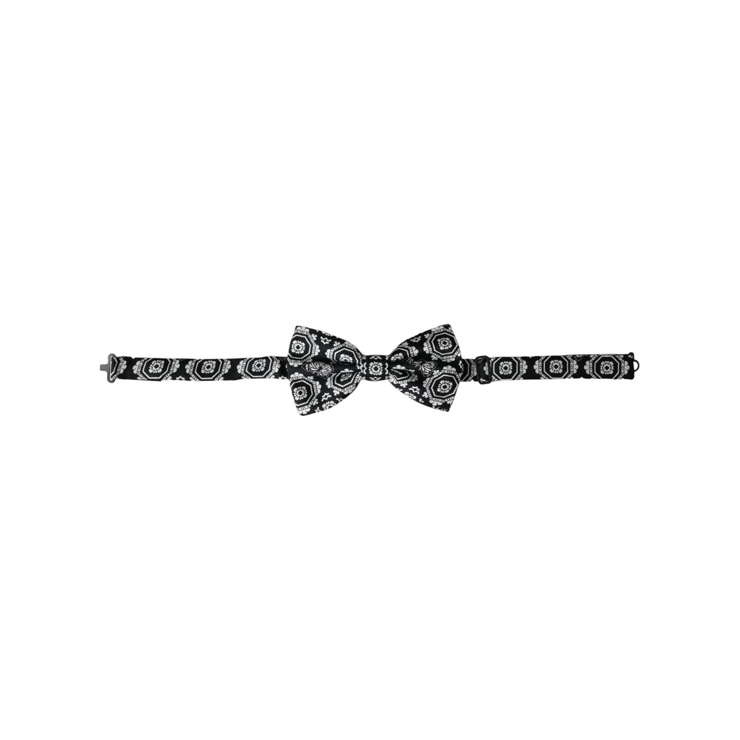 Dolce & Gabbana Black White Printed Adjustable Neck Men Bow Tie