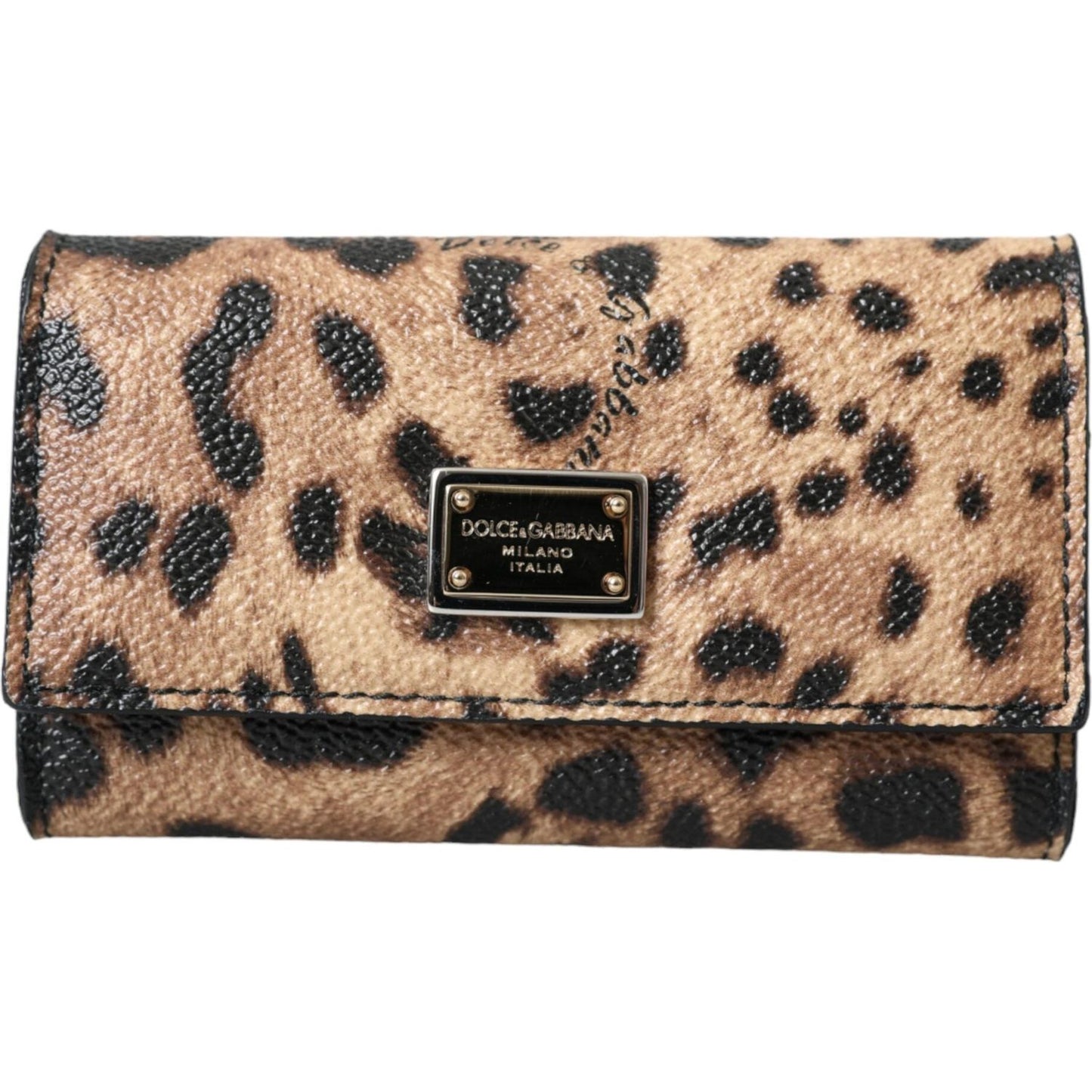 Dolce & Gabbana Brown Leopard PVC Pouch Key Holder Case Keyring Dolce & Gabbana