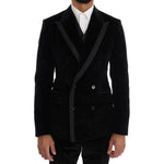 Dolce & Gabbana Black Velvet Slim Double Breasted Suit Suit