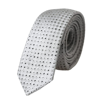 Dolce & Gabbana Light Gray Polka Dot Silk Adjustable Men Tie