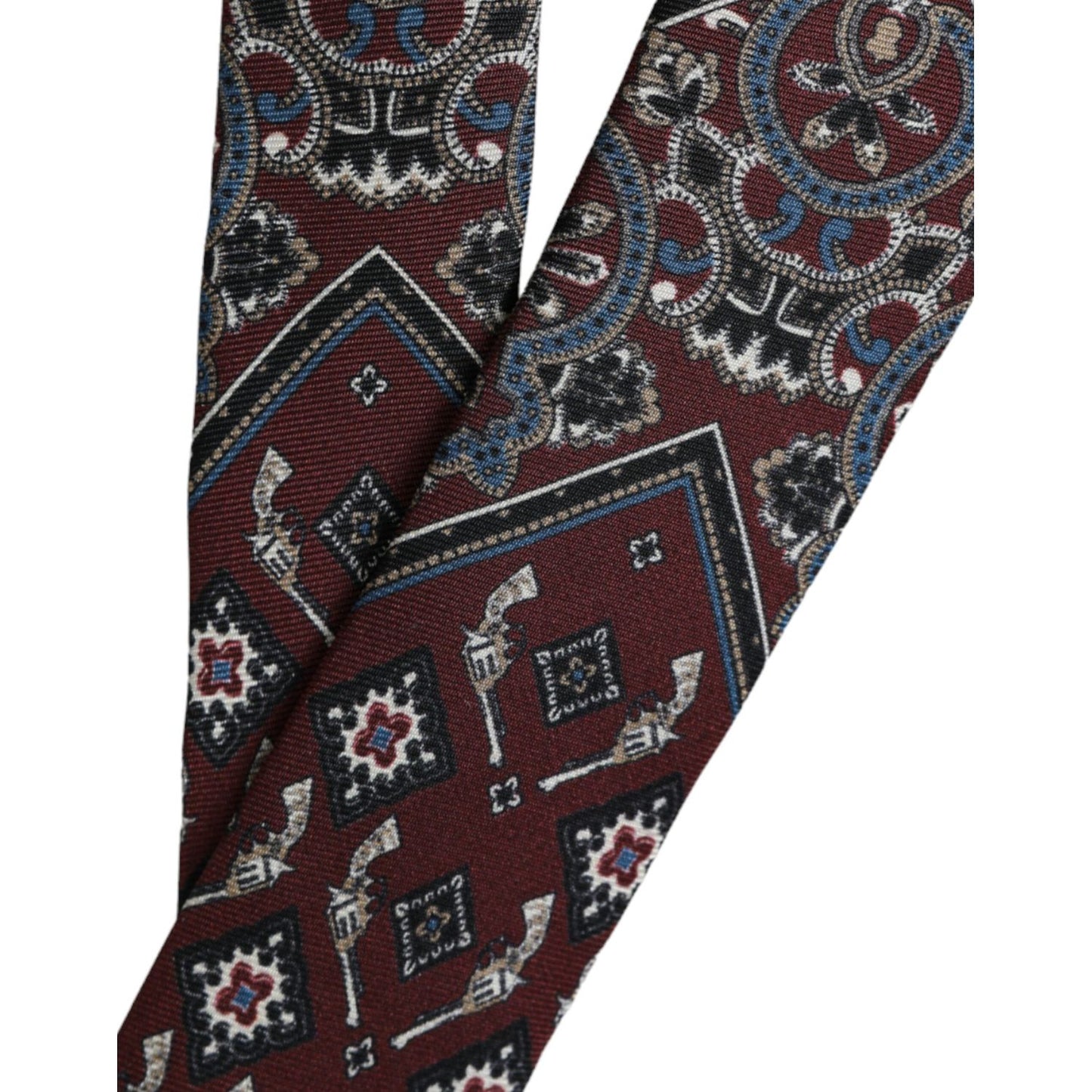 Dolce & Gabbana Bordeaux Printed 100% Silk Adjustable Men Tie