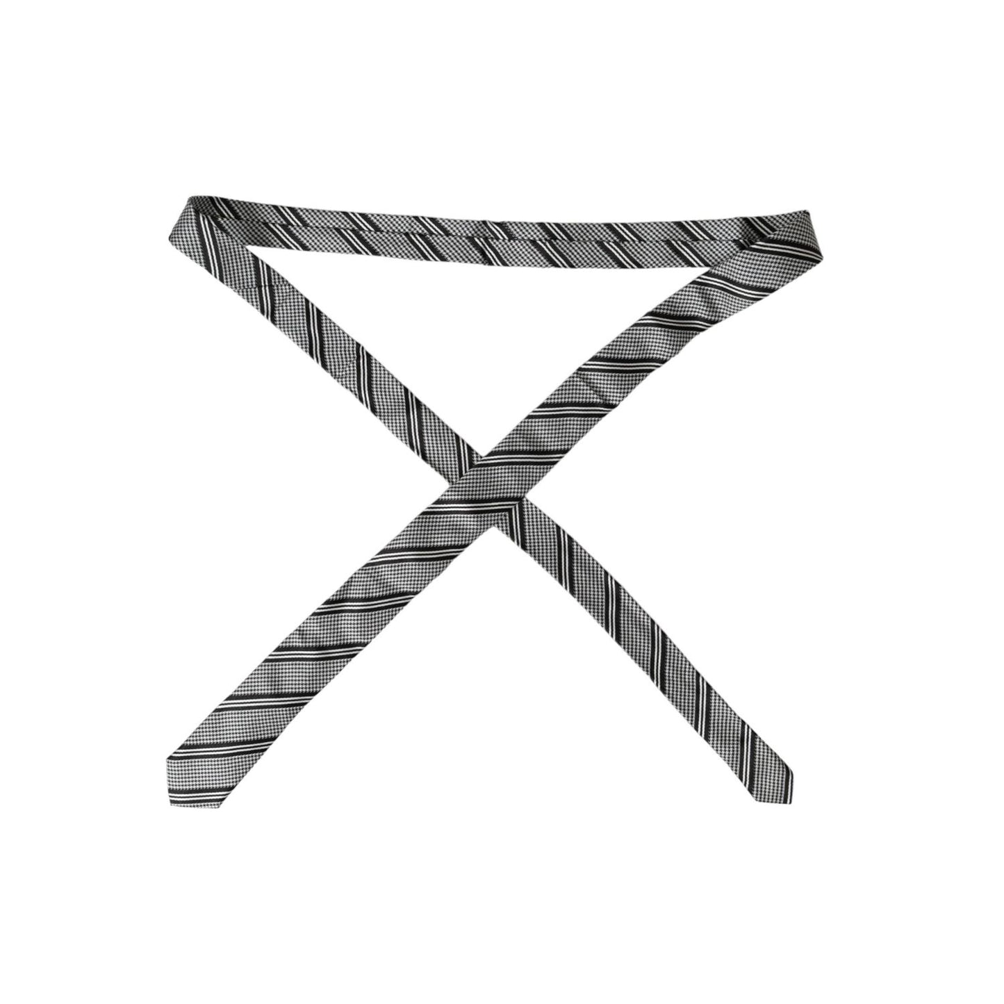 Dolce & Gabbana Black White Stripes Silk Adjustable Tie