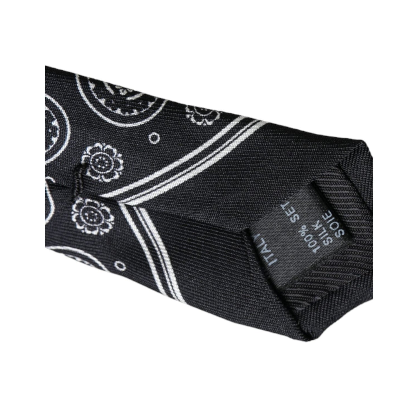 Dolce & Gabbana Black Patterned 100%Silk Adjustable Tie