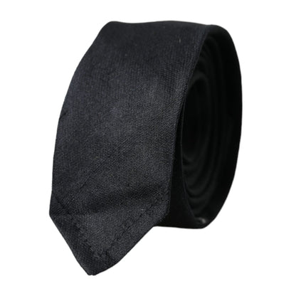 Dolce & Gabbana Black Solid 100% Silk Adjustable Tie