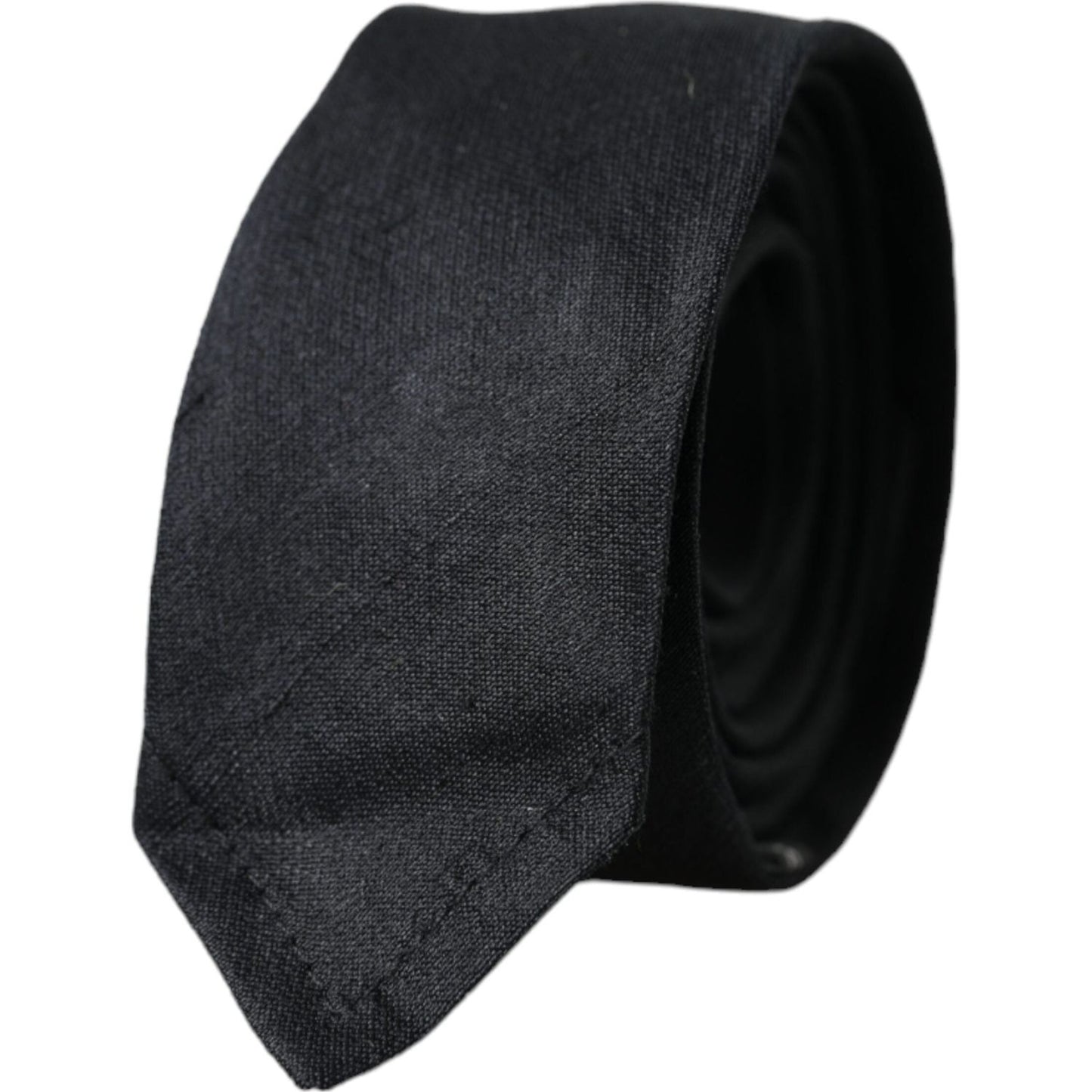 Dolce & Gabbana Black Solid 100% Silk Adjustable Tie Dolce & Gabbana