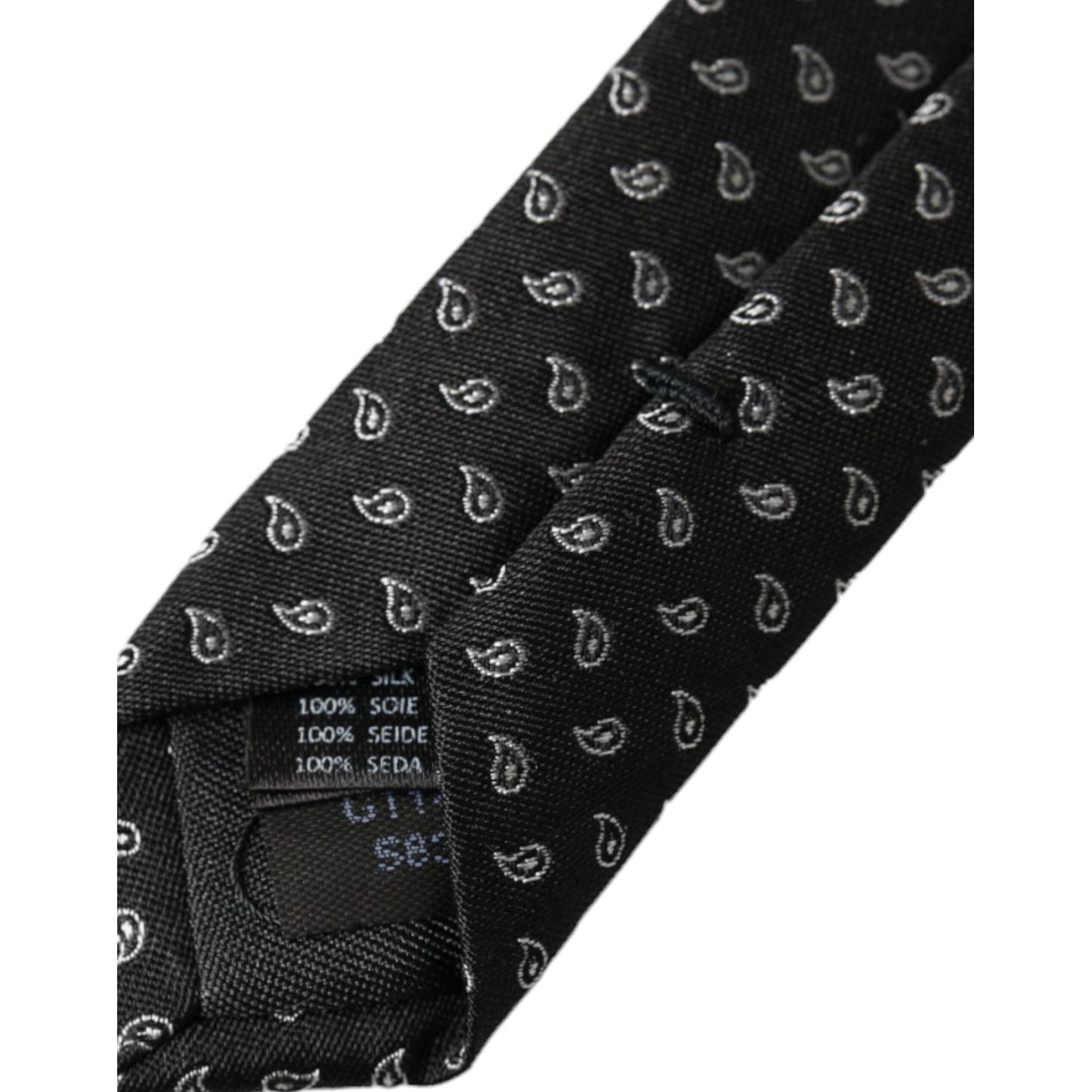 Dolce & Gabbana Black Jacquard Patterned Silk Adjustable Men Tie
