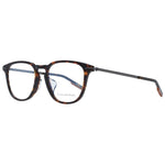 Ermenegildo Zegna Brown Men Glasses Frame, round full-rim style with brown plastic frame and demo lenses. Includes branded case.