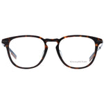 Ermenegildo Zegna Brown Men Glasses Frame, full-rim, round plastic design, lens width 52, bridge 18, temples 150, branded case included.