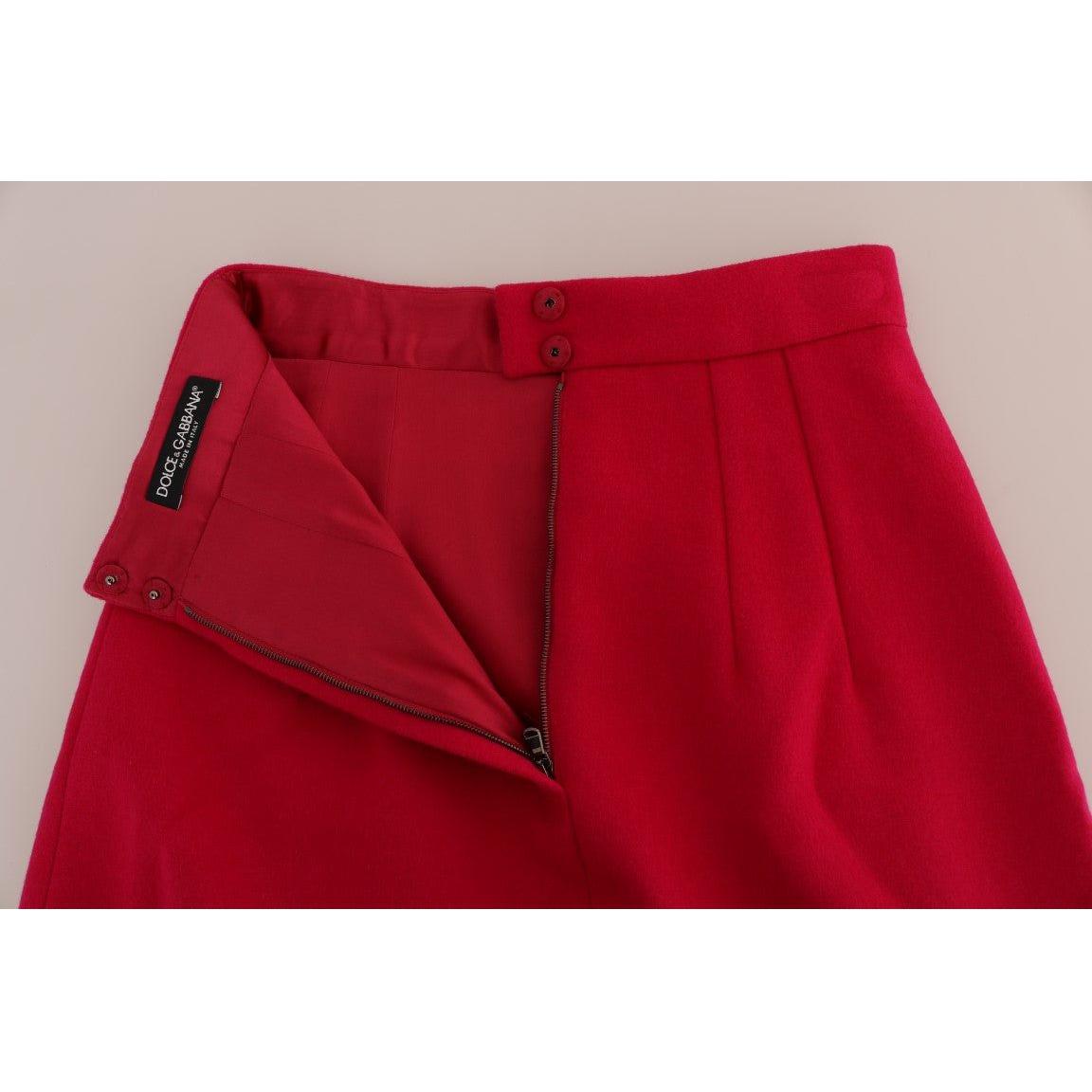 Dolce & Gabbana Pink Wool Knee Long A-Line Skirt