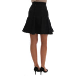 Dolce & Gabbana Black Floral Jacquard Silk A-Line Skirt