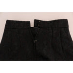 Dolce & Gabbana Black Floral Jacquard Silk A-Line Skirt