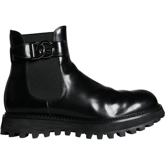 Dolce & Gabbana Black Belted DG Logo Men Chelsea Boots Shoes Dolce & Gabbana