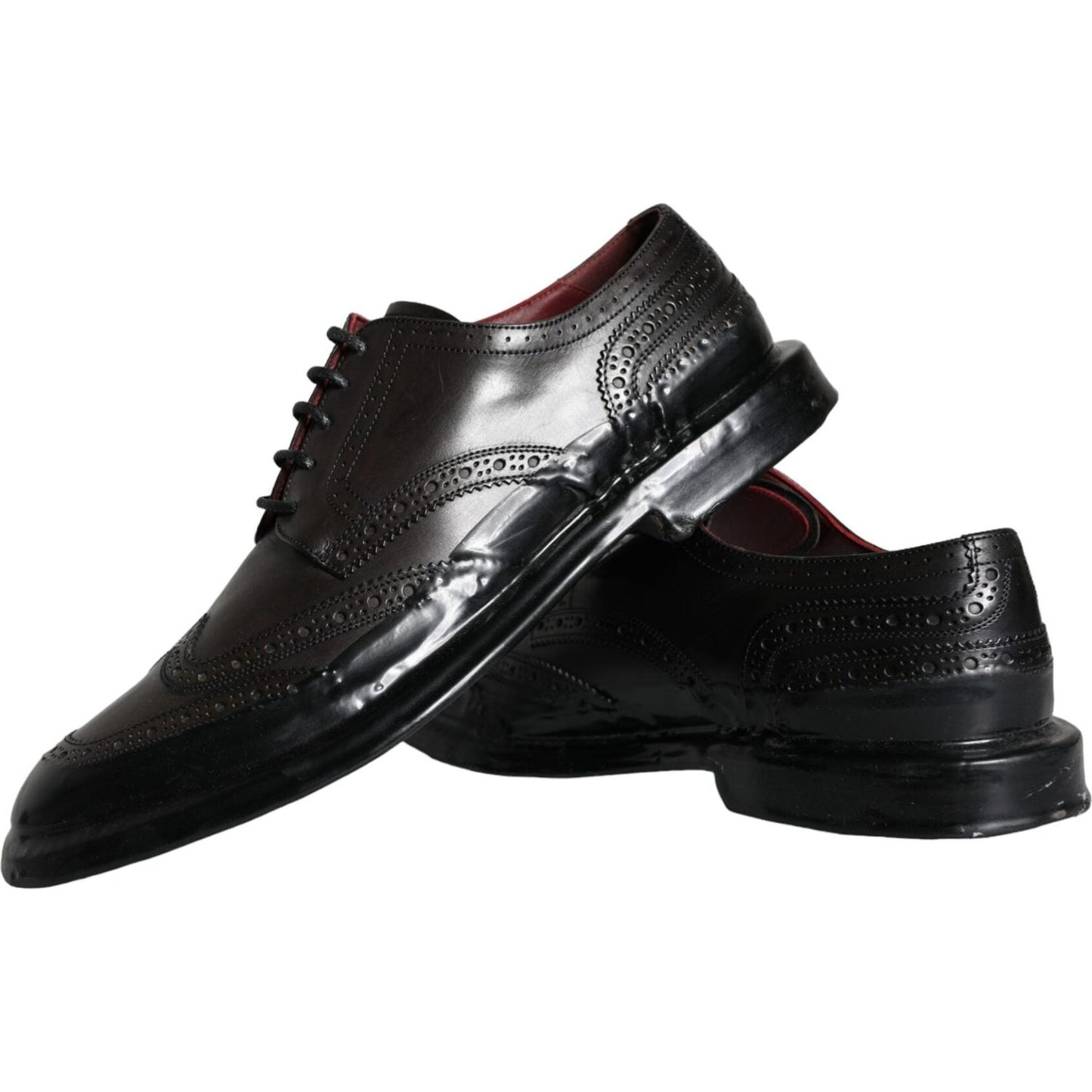 Dolce & Gabbana Black Leather Oxford Wingtip Formal Men Shoes