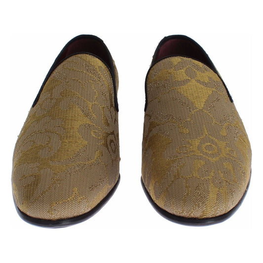 Golden Baroque Silk Dress Loafers Dolce & Gabbana