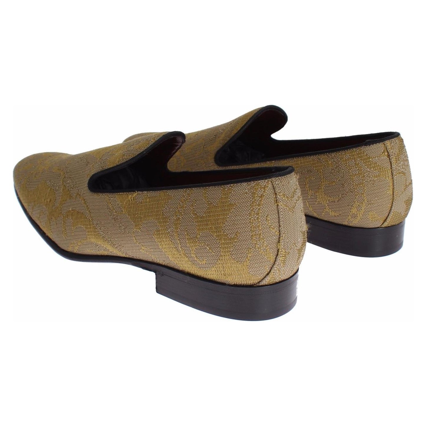 Dolce & Gabbana | Golden Baroque Silk Dress Loafers| McRichard Designer Brands   