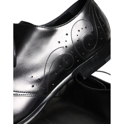 Dolce & Gabbana Black Calfskin Leather Derby Men Dress Shoes