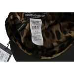 Dolce & Gabbana Black Leather Crystal Beads Gold Ribbon Fiddler Cap