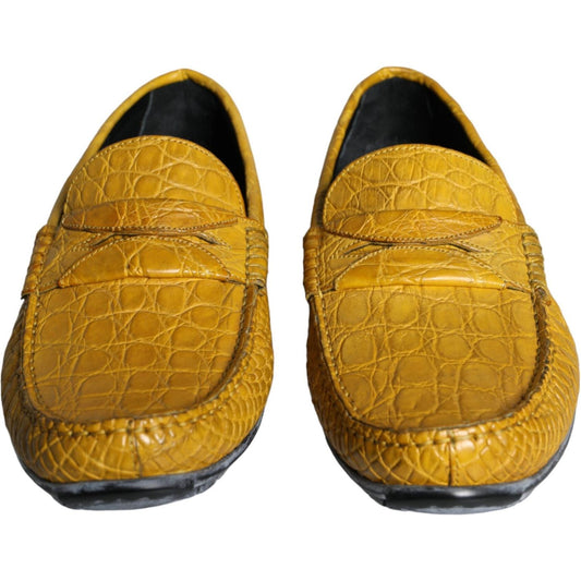 Dolce & Gabbana Yellow Leather Slip Mocassin Loafers Shoes Dolce & Gabbana