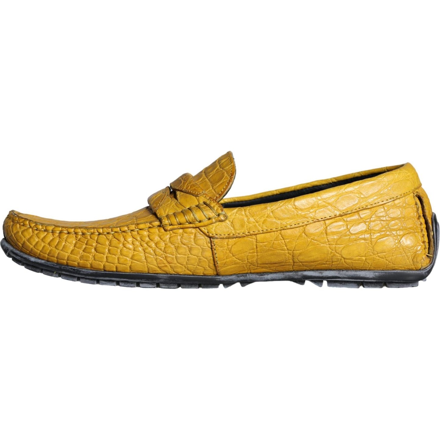 Dolce & Gabbana Yellow Leather Slip Mocassin Loafers Shoes Dolce & Gabbana