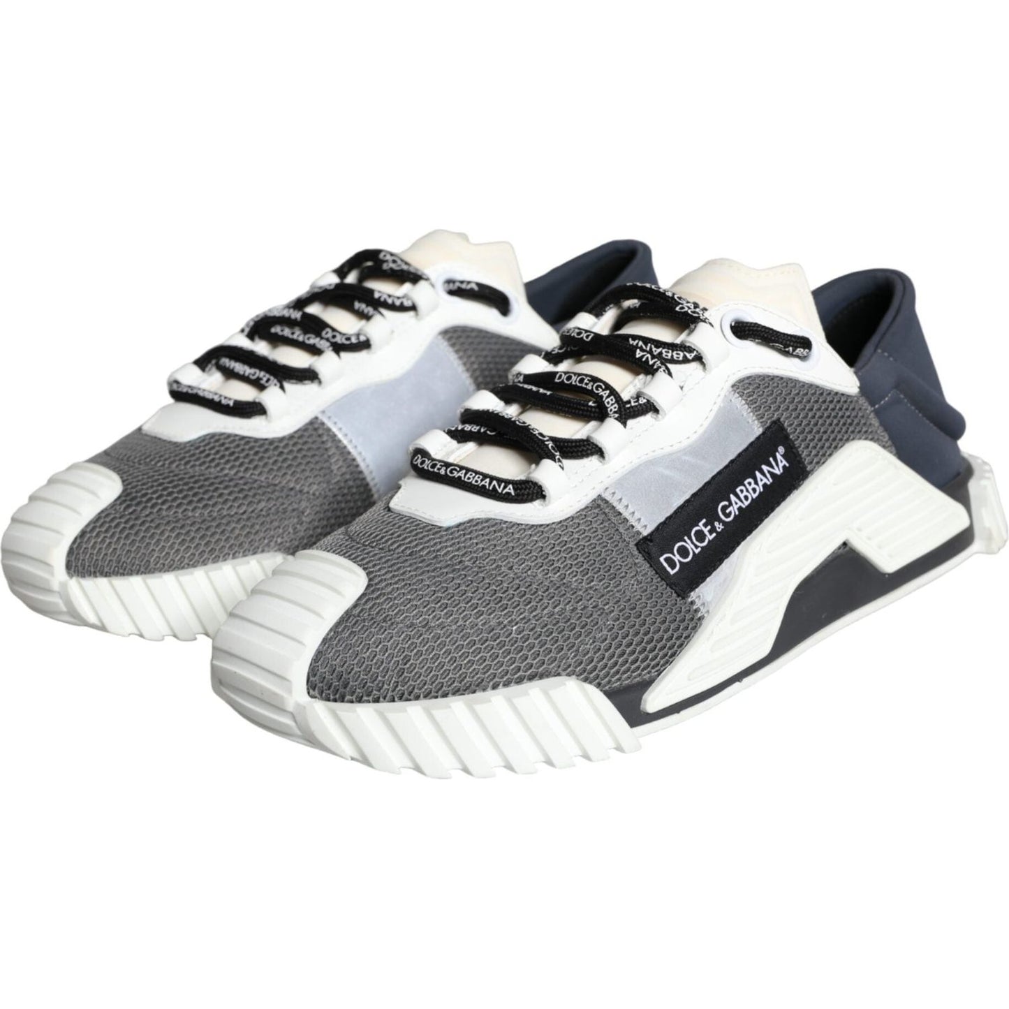 Dolce & Gabbana White Gray Low Top NS1 Sneakers Men Shoes Dolce & Gabbana