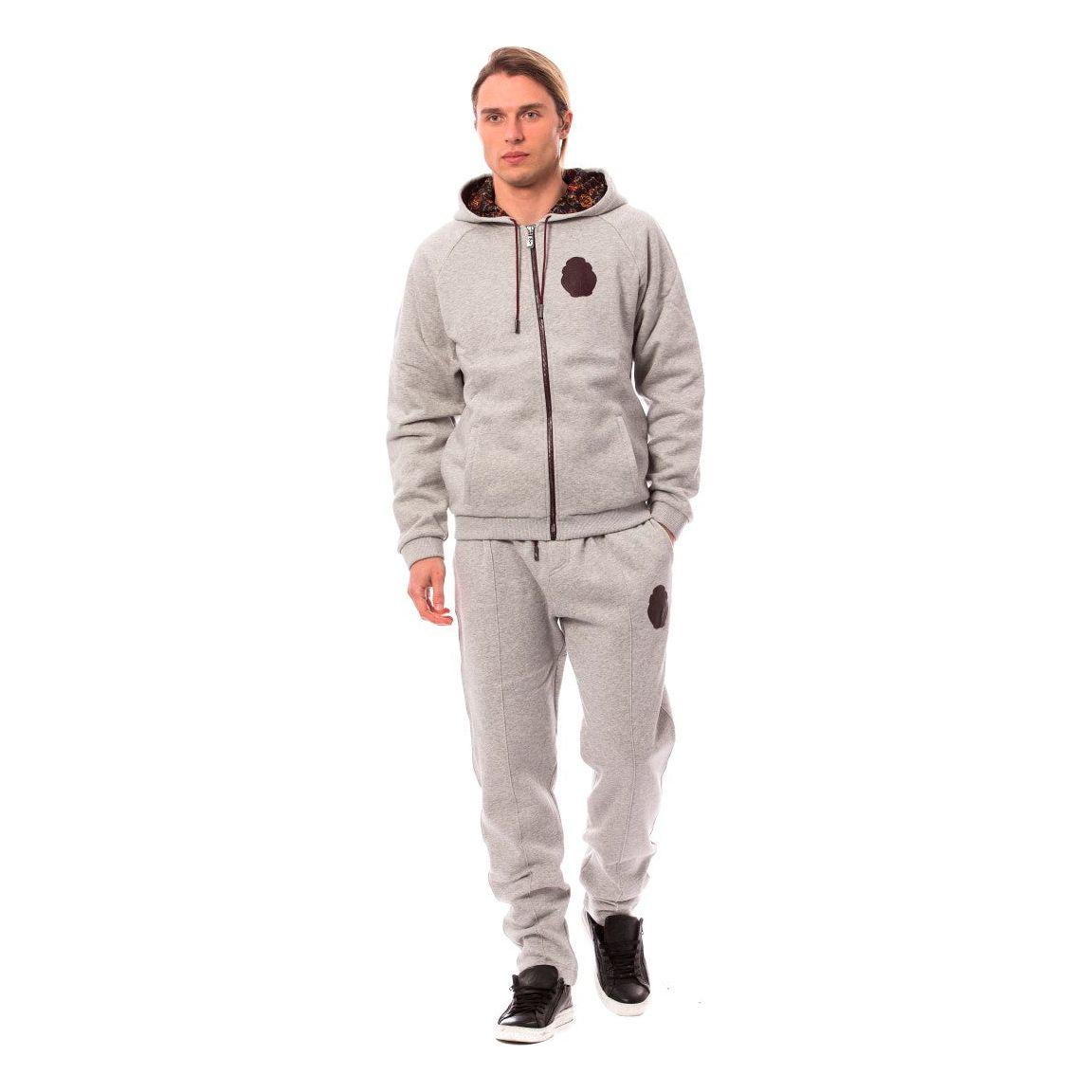 Billionaire Italian Couture Gray Cotton Hooded Sweatsuit