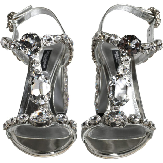 Dolce & Gabbana Silver Crystals High Heels Sandals Shoes Dolce & Gabbana