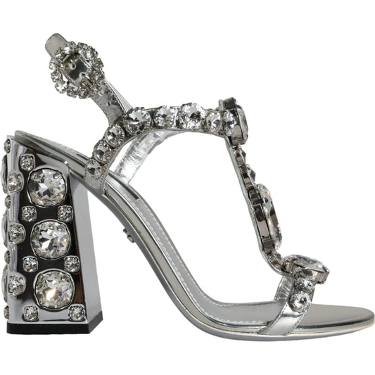 Dolce & Gabbana Silver Crystals High Heels Sandals Shoes Dolce & Gabbana