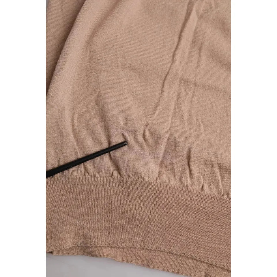 Dolce & Gabbana Brown Wool Black Lace 3/4 Sleeve Blouse Top