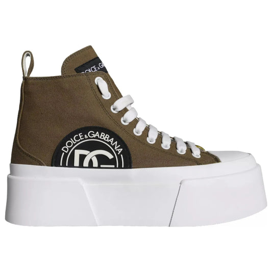 Dolce & Gabbana Army Green Canvas Logo Sneakers Boots Shoes Dolce & Gabbana