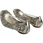 Dolce & Gabbana Silver Patent Leather Scrunch Ballet Flats Shoes LA11406-39