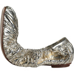 Dolce & Gabbana Silver Patent Leather Scrunch Ballet Flats Shoes LA11406-39