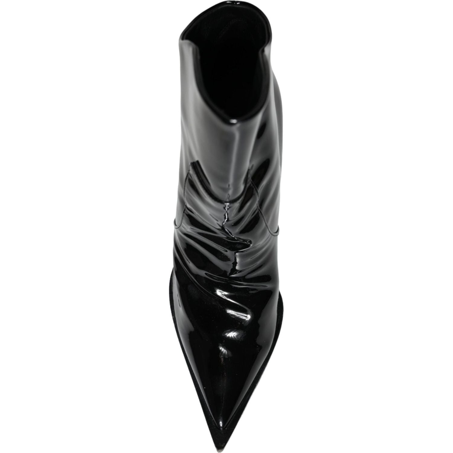 Dolce & Gabbana Black Patent Leather Pointed Ankle Boot Shoes