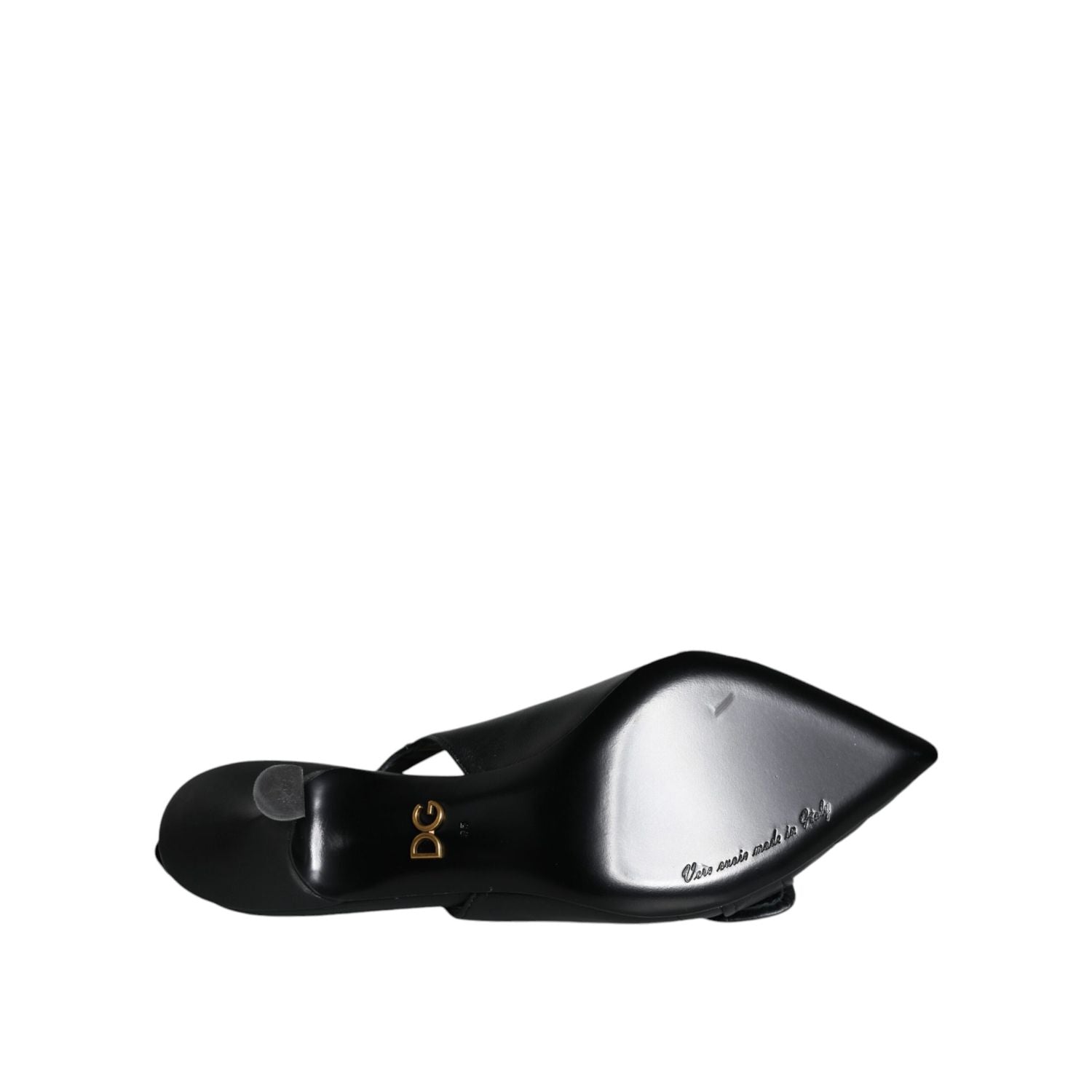 Dolce & Gabbana Black Devotion Leather Heels Slingback Shoes