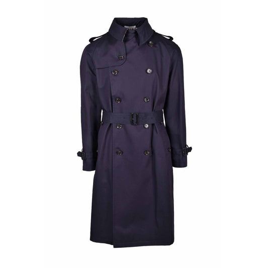 Aquascutum Blue Cotton Men's Trench Coat