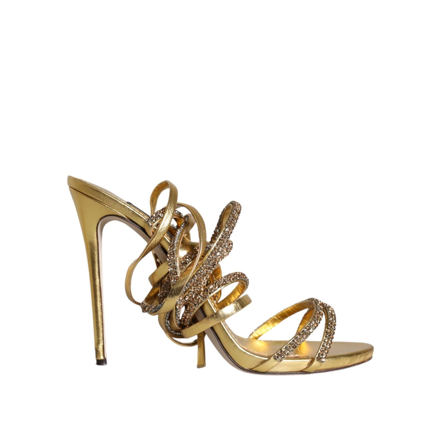 Dolce & Gabbana Gold Crystals Keira Heels Sandals Shoes