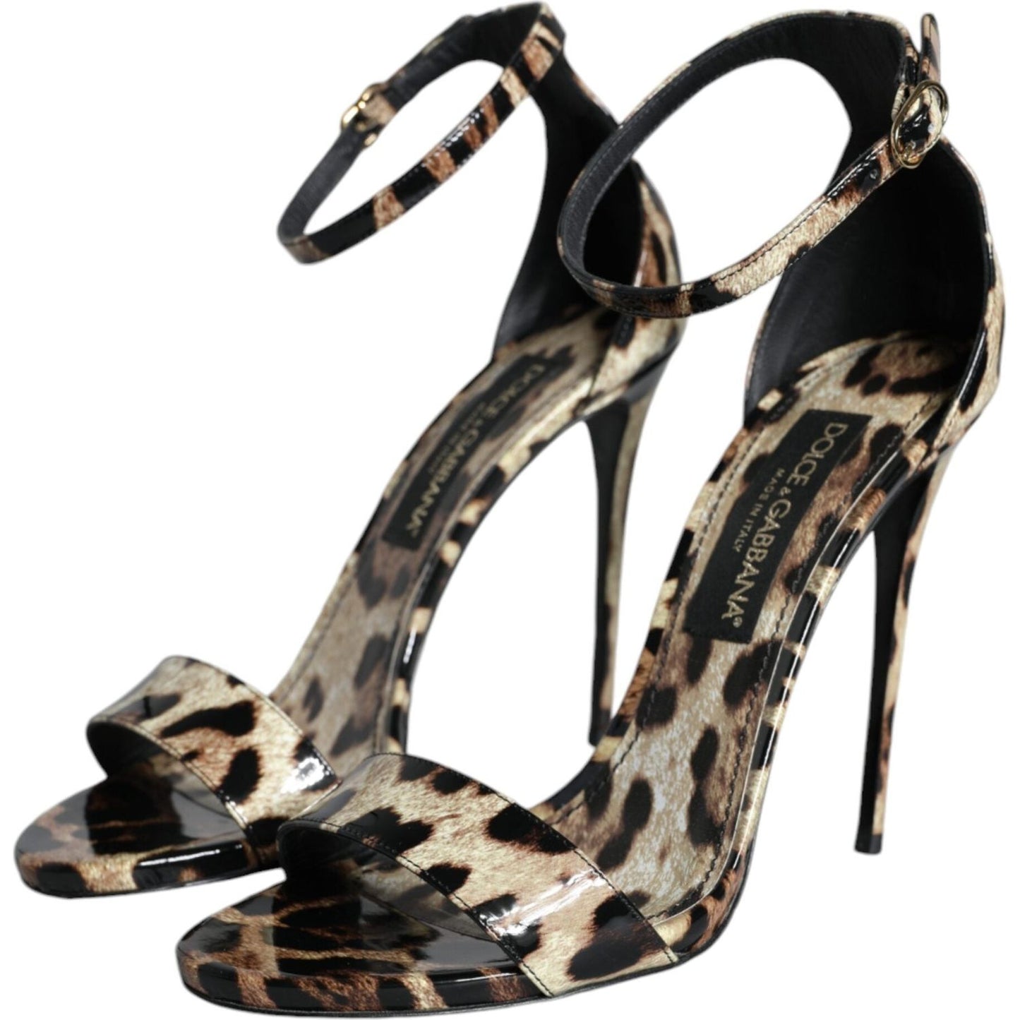 Dolce & Gabbana Brown Leopard KEIRA Ankle Strap Sandals Shoes Dolce & Gabbana