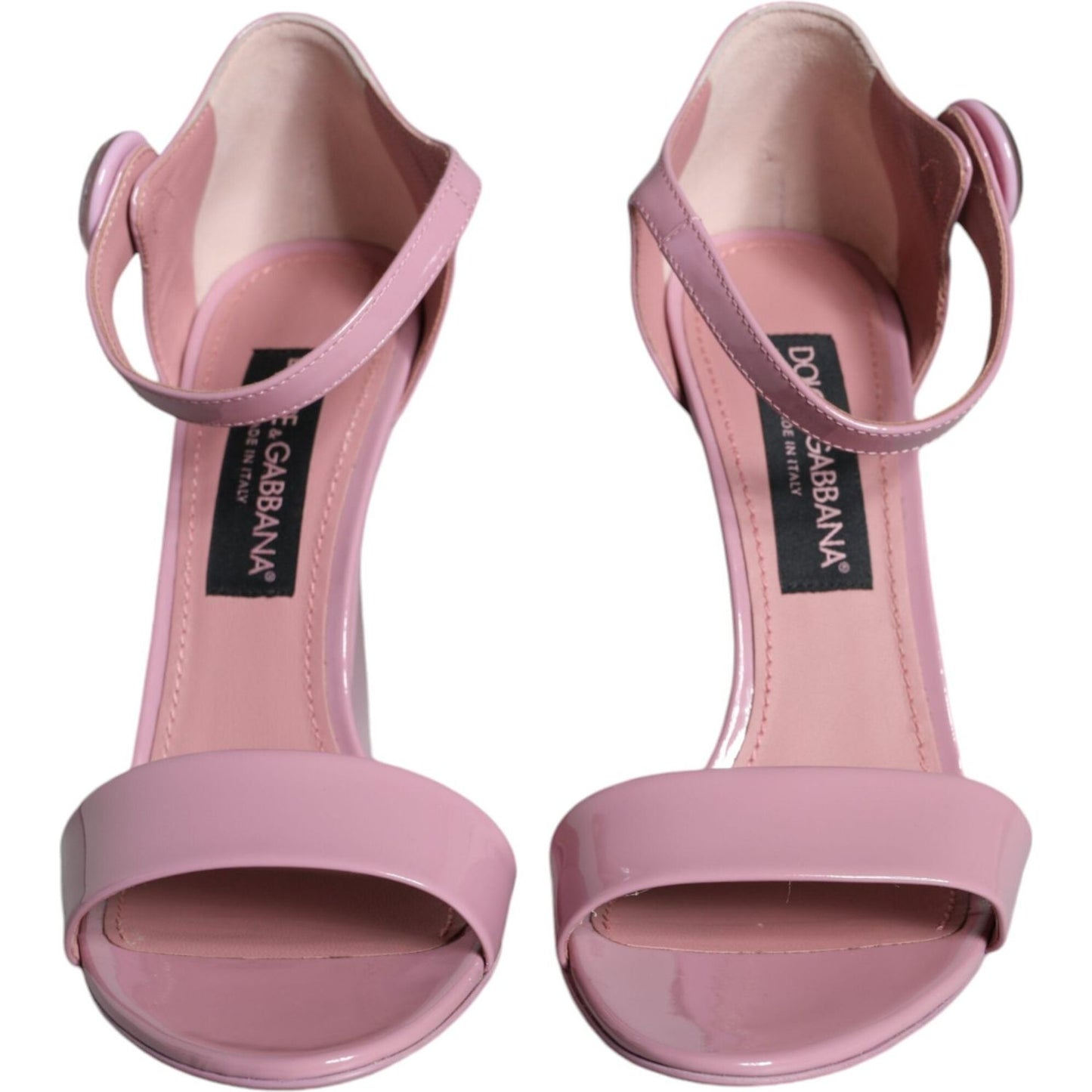 Dolce & Gabbana Pink Leather Logo Heels Keira Sandals Shoes Dolce & Gabbana