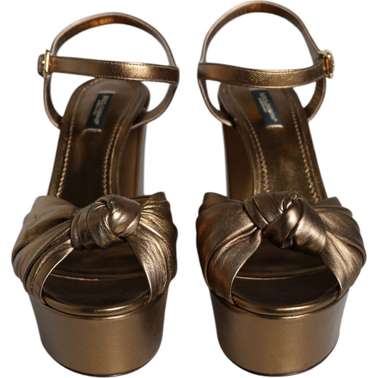 Dolce & Gabbana Gold Leather Platform Keira Sandals Shoes Dolce & Gabbana