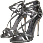 Dolce & Gabbana Silver Keira Leather Heels Sandals Shoes LA11511-37
