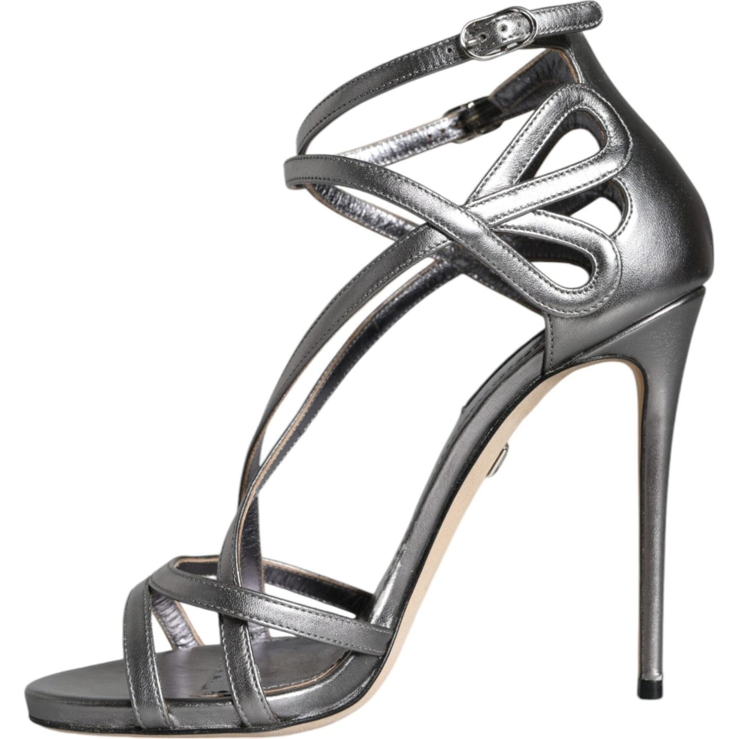 Dolce & Gabbana Silver Keira Leather Heels Sandals Shoes LA11511-37